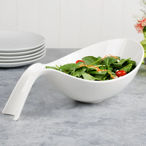 Villeroy & Boch 10-3420-3230 Flow 60 oz. White Premium Porcelain Deep Handled Bowl - 6/Case