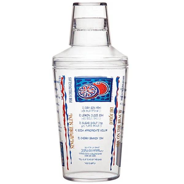 Franmara 18 oz. Plastic Cocktail Shaker with Printed Recipes 8133 BXR