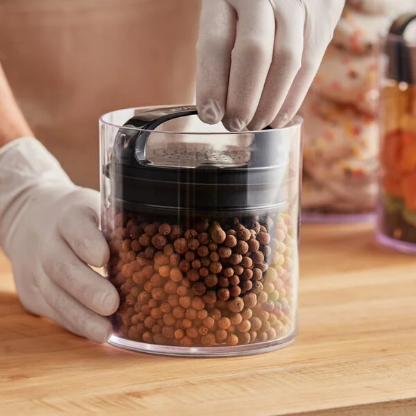 Prepara Evak Fresh Saver 1.05 Qt. Clear SAN Plastic Round Airtight Food Storage Container with Push Down Lid 3041-B Prepara Evak Fresh Saver 1.05 Qt. Clear SAN Plastic Round Airtight Food Storage Container with Push Down Lid 3041-B
