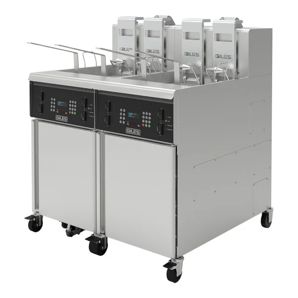 Giles GBF-80/80G NAT 160 lb. 2-Unit Natural Gas Floor Fryer - 160,000 BTU