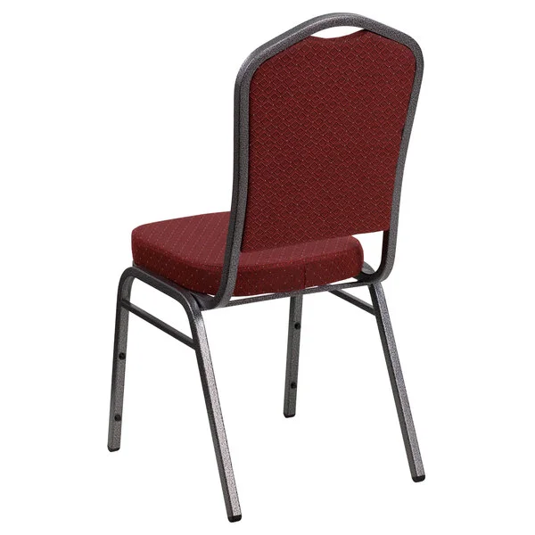 Flash Furniture NG-C01-HTS-2201-SV-GG Hercules Burgundy Pattern Fabric Crown Back Stackable Banquet Chair with Silver Vein Frame Flash Furniture NG-C01-HTS-2201-SV-GG Hercules Burgundy Pattern Fabric Crown Back Stackable Banquet Chair with Silver Vein Frame