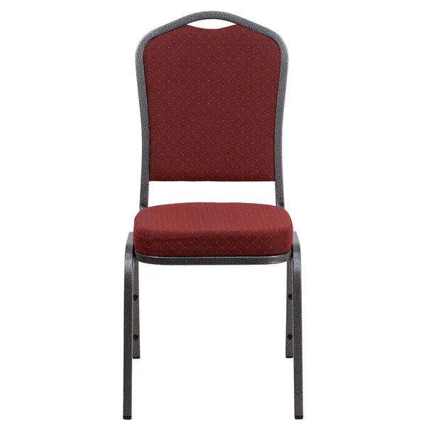 Flash Furniture NG-C01-HTS-2201-SV-GG Hercules Burgundy Pattern Fabric Crown Back Stackable Banquet Chair with Silver Vein Frame Flash Furniture NG-C01-HTS-2201-SV-GG Hercules Burgundy Pattern Fabric Crown Back Stackable Banquet Chair with Silver Vein Frame