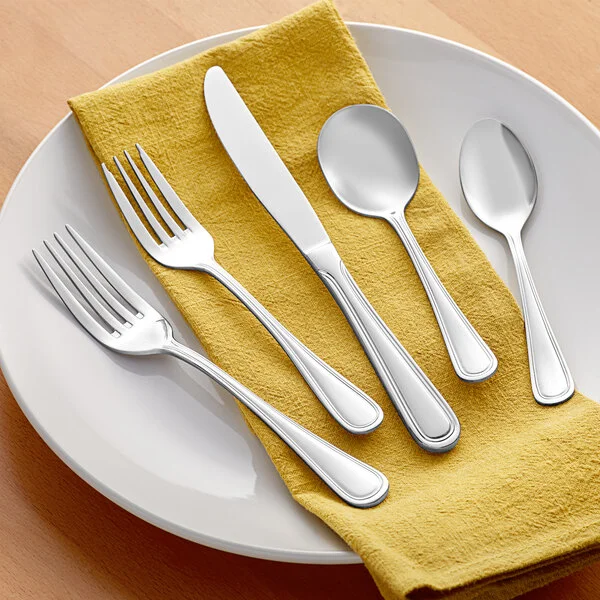 Acopa Edgewood 18/0 Stainless Steel Heavy Weight Flatware 5-Piece Set - Sample Acopa Edgewood 18/0 Stainless Steel Heavy Weight Flatware 5-Piece Set - Sample