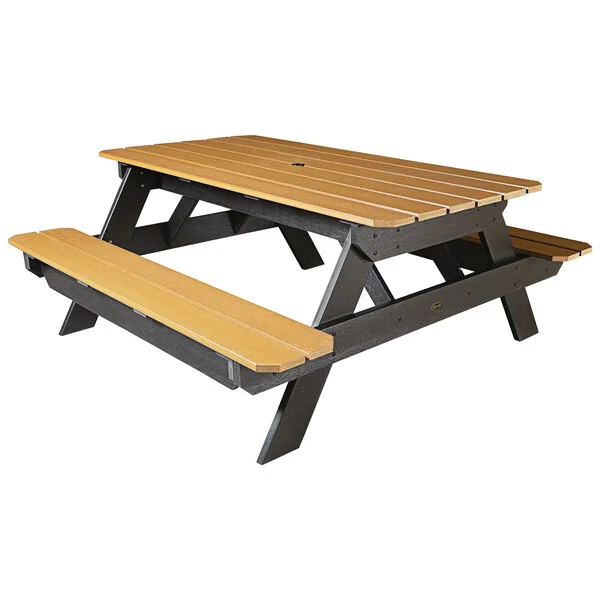 Sequoia by Highwood USA CM-TBLSQ36-SDL National Black / Toffee Faux Wood Picnic Table Sequoia by Highwood USA CM-TBLSQ36-SDL National Black / Toffee Faux Wood Picnic Table