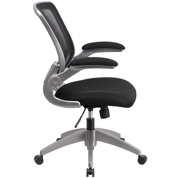 Flash Furniture BL-ZP-8805-BK-GG Mid-Back Black Mesh Office Chair / Task Chair with Flip-Up Arms and Nylon Base Flash Furniture BL-ZP-8805-BK-GG Mid-Back Black Mesh Office Chair / Task Chair with Flip-Up Arms and Nylon Base