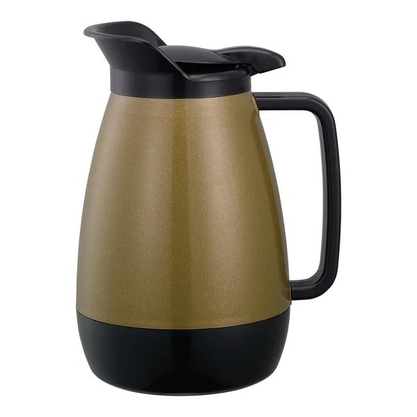 Service Ideas Thermo-Serv 20 oz. Gold ABS Plastic Insulated Coffee Carafe / Server with Flip-Top Lid TS501KB