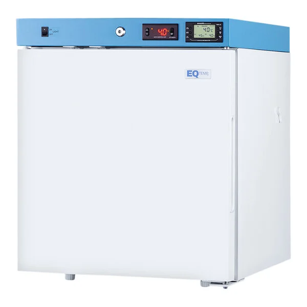 Summit Appliance ACR21WNSF456 EQTemp ACR Series 1.94 Cu. Ft. White / Blue Compact Reach-In Medical Refrigerator with Temperature-Monitored Vaccine Storage - 115V