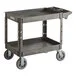 Lavex Large Black 2-Shelf Utility Cart with Premium Handle, Built-In Tool Compartments, and Oversized Wheels - 46 3/4 Lavex Large Black 2-Shelf Utility Cart with Premium Handle, Built-In Tool Compartments, and Oversized Wheels - 46 3/4