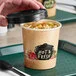 Choice 16 oz. Medley Double Poly-Coated Paper Soup / Hot Food Cup with Vented Paper Lid - 250/Case Choice 16 oz. Medley Double Poly-Coated Paper Soup / Hot Food Cup with Vented Paper Lid - 250/Case