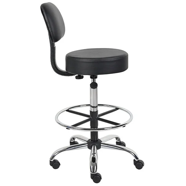 Boss B16245-BK Caressoft Black Vinyl Medical / Drafting Stool with Back Cushion Boss B16245-BK Caressoft Black Vinyl Medical / Drafting Stool with Back Cushion