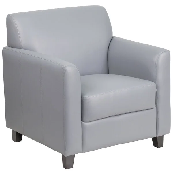 Flash Furniture BT-827-1-GY-GG Hercules Diplomat Gray Leather Chair with Wooden Feet Flash Furniture BT-827-1-GY-GG Hercules Diplomat Gray Leather Chair with Wooden Feet