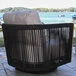 Outdoor Interiors Black Rope and Teak Swivel Chair with Sunbrella Cushions Outdoor Interiors Black Rope and Teak Swivel Chair with Sunbrella Cushions