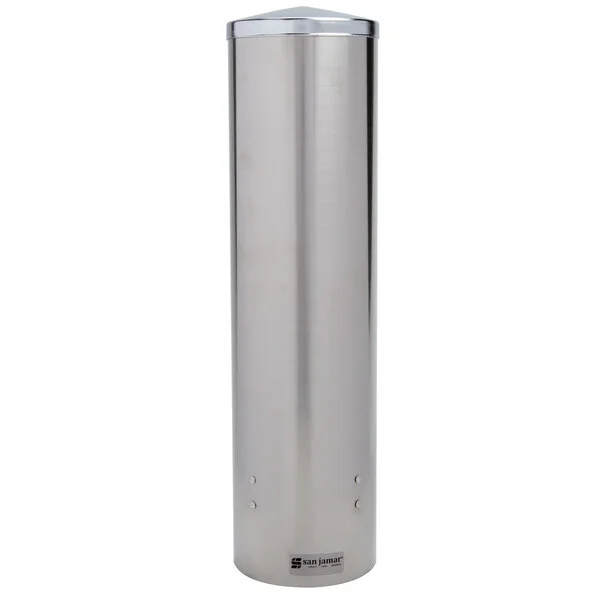 San Jamar C3450SS Pull-Type Stainless Steel Wall Mount 8 - 24 oz. Water Cup Dispenser San Jamar C3450SS Pull-Type Stainless Steel Wall Mount 8 - 24 oz. Water Cup Dispenser