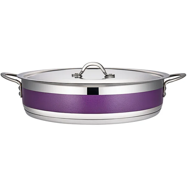 Bon Chef Country French X 9 Qt. Purple Stainless Steel Brazier Pot - 71032-CF2-P