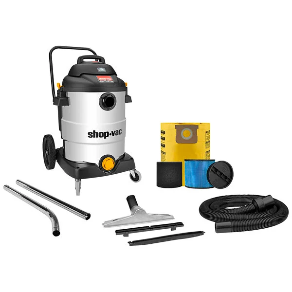 Shop-Vac 9627806 16 Gallon 6.0 Peak HP Carted Stainless Steel Wet / Dry Vacuum with Tool Kit Shop-Vac 9627806 16 Gallon 6.0 Peak HP Carted Stainless Steel Wet / Dry Vacuum with Tool Kit