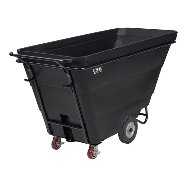 Royal Basket Trucks R05-RGX-TXQ-4R1P 0.5 Cu. Yd. Black Heavy-Duty Tilt Truck - 1,400 lb. Capacity