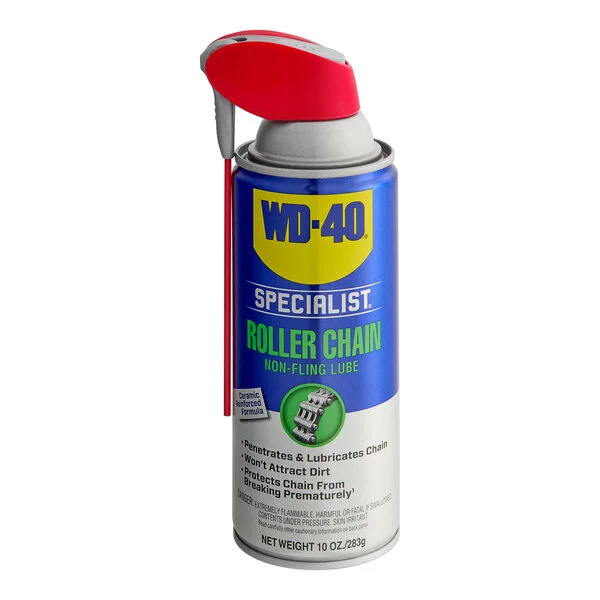 WD-40 300493 Specialist 10 oz. Non-Fling Roller Chain Spray Lubricant with Smart Straw - 6/Case WD-40 300493 Specialist 10 oz. Non-Fling Roller Chain Spray Lubricant with Smart Straw - 6/Case