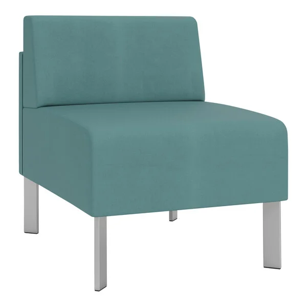 Lesro Luxe Lounge Series Patriot Plus Sea Vinyl Guest Chair with Steel Legs