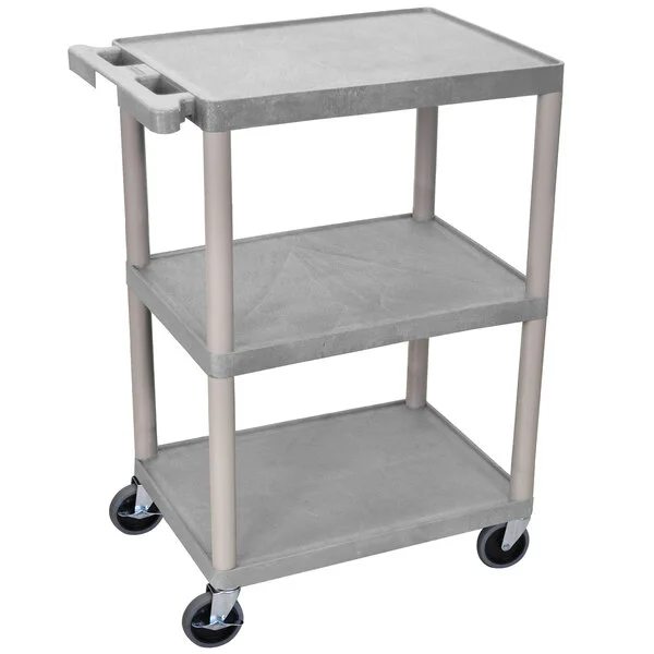 Luxor HE34-G Gray 3 Shelf Utility Cart - 18