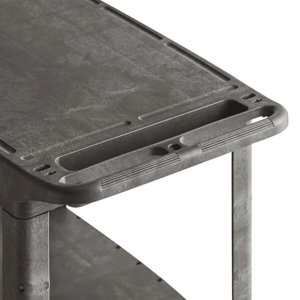 Lavex Large Black 2-Shelf Utility Cart with Flat Top and Built-In Tool Compartment - 44 Lavex Large Black 2-Shelf Utility Cart with Flat Top and Built-In Tool Compartment - 44