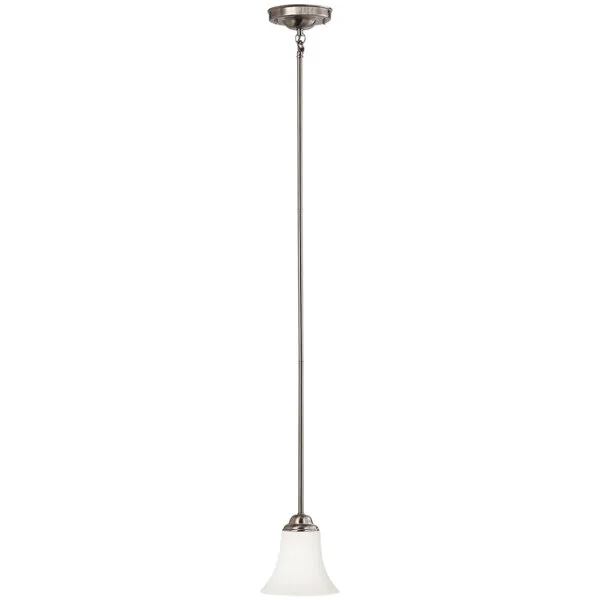 SATCO/NUVO Dupont 1-Light Mini Pendant Light with Satin White Glass and Brushed Nickel Finish - 120V, 60W SATCO/NUVO Dupont 1-Light Mini Pendant Light with Satin White Glass and Brushed Nickel Finish - 120V, 60W