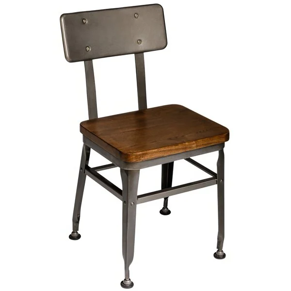 BFM Seating Lincoln Clear Coated Steel Side Chair with Steel Back and Autumn Ash Wooden Seat BFM Seating Lincoln Clear Coated Steel Side Chair with Steel Back and Autumn Ash Wooden Seat