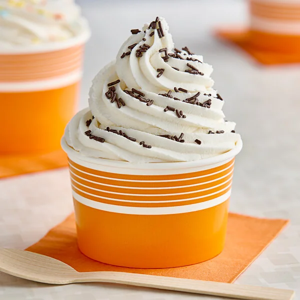 Choice 8 oz. Orange Paper Frozen Yogurt / Food Cup - 50/Pack