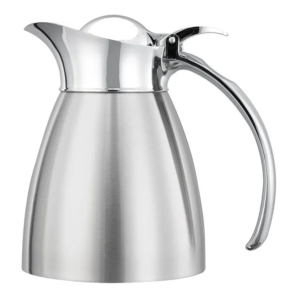 Service Ideas Marquette 10 oz. Brushed Stainless Steel Insulated Carafe / Server with Flip-Top Lid MAR03BS