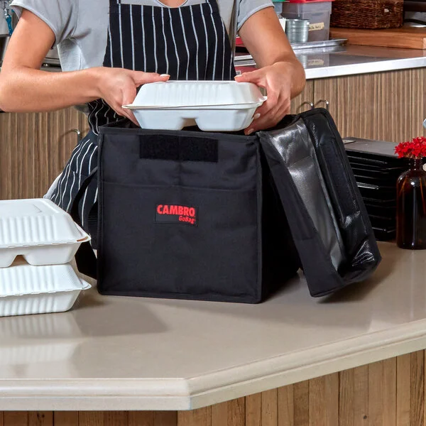 Cambro GBD121515110 Customizable Insulated Black Medium Folding Delivery GoBag® - 12 Cambro GBD121515110 Customizable Insulated Black Medium Folding Delivery GoBag® - 12