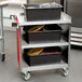 Lakeside 822RD Heavy-Duty Stainless Steel Three Shelf Utility Cart With Enclosed Base and Red Finish - 19 1/2 Lakeside 822RD Heavy-Duty Stainless Steel Three Shelf Utility Cart With Enclosed Base and Red Finish - 19 1/2