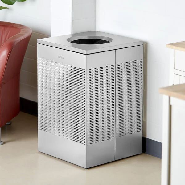 Lancaster Table & Seating 40 Gallon Stainless Steel Square Perforated Decorative Trash Can Lancaster Table & Seating 40 Gallon Stainless Steel Square Perforated Decorative Trash Can