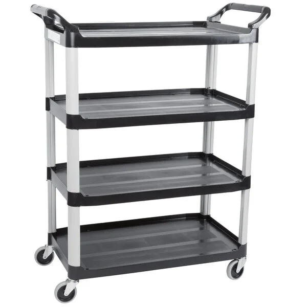 Rubbermaid® FG409600BLA Xtra Black 300 lb. Four Shelf Cart with Open Sides Rubbermaid® FG409600BLA Xtra Black 300 lb. Four Shelf Cart with Open Sides