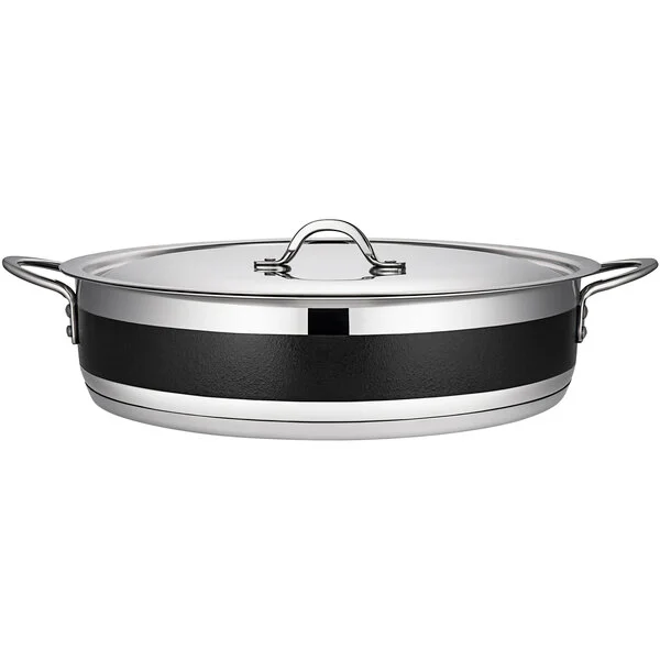 Bon Chef Country French X 9 Qt. Black Stainless Steel Brazier Pot - 71032-CF2-B