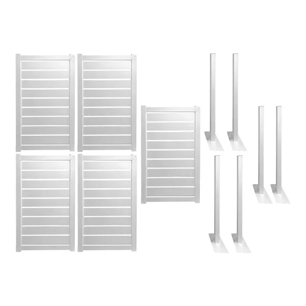 Mod-Fence Mod-Privacy 6' x 20' White Privacy Fence Kit with 5 Fence Panels and 6 Fence Posts