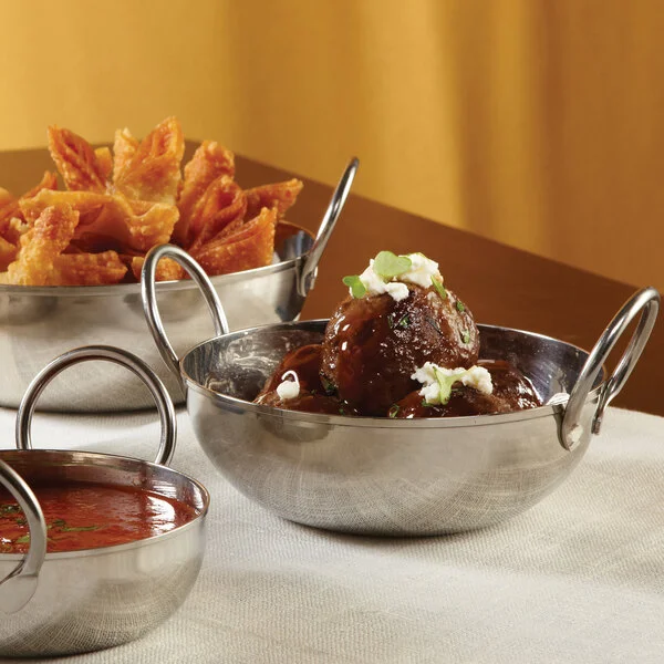 American Metalcraft BD45 16 oz. Stainless Steel Balti Dish - 5 1/8 American Metalcraft BD45 16 oz. Stainless Steel Balti Dish - 5 1/8