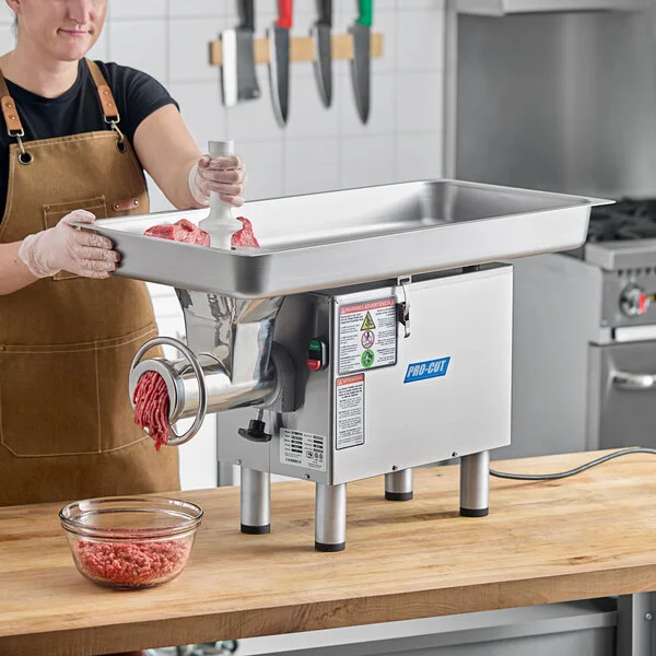 ProCut KG-22-W-XP-SS #22 Stainless Steel Electric Meat Grinder with Safe Guard - 220V, 2 hp