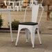 Lancaster Table & Seating Alloy Pearl White Outdoor Cafe Chair with Black Fabric Magnetic Cushion Lancaster Table & Seating Alloy Pearl White Outdoor Cafe Chair with Black Fabric Magnetic Cushion
