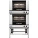 Moffat E27M3/2 Turbofan Double Deck Full Size Electric Convection Oven with Mechanical Controls and Stainless Steel Stand - 208V, 1 Phase, 8.4 kW Moffat E27M3/2 Turbofan Double Deck Full Size Electric Convection Oven with Mechanical Controls and Stainless Steel Stand - 208V, 1 Phase, 8.4 kW