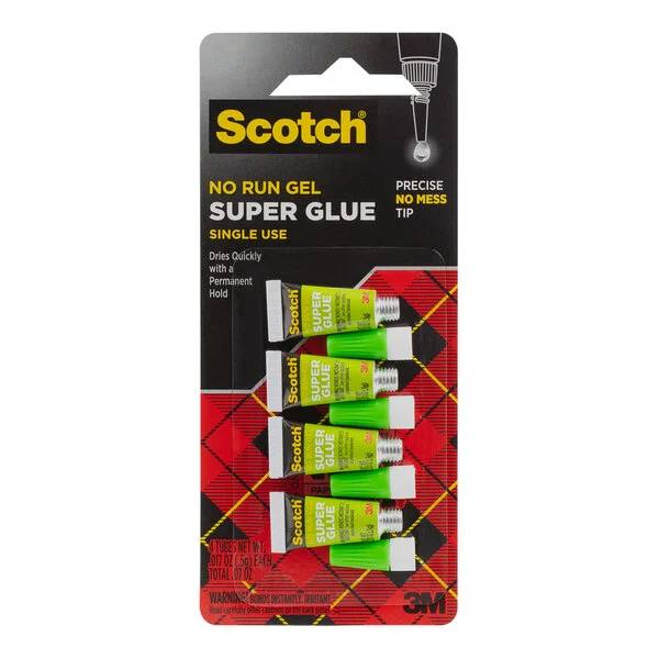 3M ScotchTM 0.017 oz. No Run Single-Use Gel Super Glue 7000047661 - 4/Pack