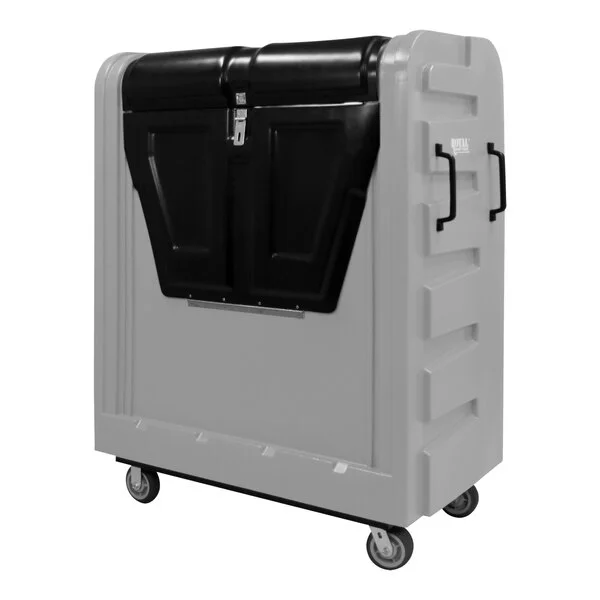 Royal Basket Trucks 48 Cu. Ft. Gray Security Poly Truck with Steel Base and 4 Swivel Casters R48-GRX-BSA-6UNN