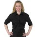 Henry Segal Women's Customizable Black Short Sleeve Dress Shirt - M Henry Segal Women's Customizable Black Short Sleeve Dress Shirt - M