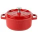 GET Heiss 8 oz. Red / White Enamel Coated Cast Aluminum Mini Coated Cast Aluminum Round Bistro Pot with Lid CA-002-RW/CC GET Heiss 8 oz. Red / White Enamel Coated Cast Aluminum Mini Coated Cast Aluminum Round Bistro Pot with Lid CA-002-RW/CC