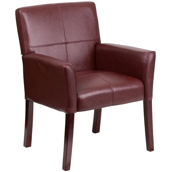 Flash Furniture BT-353-BURG-GG Burgundy Leather Executive Side / Reception Chair with Mahogany Legs Flash Furniture BT-353-BURG-GG Burgundy Leather Executive Side / Reception Chair with Mahogany Legs