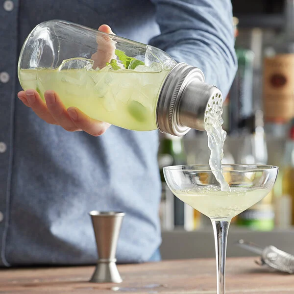 Acopa 25 oz. 3-Piece Glass Mason Jar Cocktail Shaker