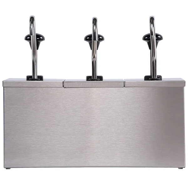Carlisle 386230IB 3 Stainless Steel Pump Insulated Dispenser with 2 Ice Packs and Condiment Labels Carlisle 386230IB 3 Stainless Steel Pump Insulated Dispenser with 2 Ice Packs and Condiment Labels
