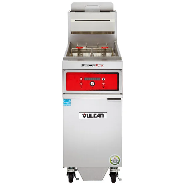Vulcan 1VK85DF-1 PowerFry5 85-90 lb. Natural Gas Floor Fryer with Solid State Digital Controls and KleenScreen Filtration System - 90,000 BTU Vulcan 1VK85DF-1 PowerFry5 85-90 lb. Natural Gas Floor Fryer with Solid State Digital Controls and KleenScreen Filtration System - 90,000 BTU