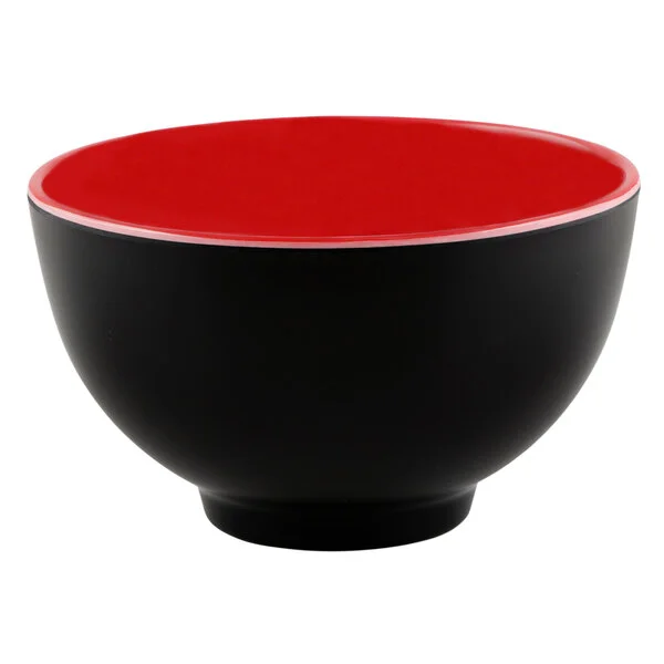 Elite Global Solutions JW452T 12 oz. Karma Black and Red Round Two-Tone Melamine Bowl - 6/Case