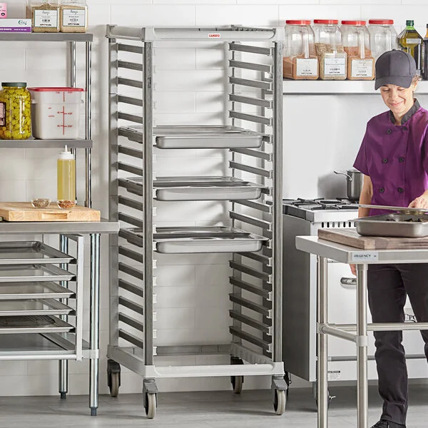Cambro UGNPR21F36480 Camshelving® GN 2/1 Full Size 36 Pan Trolley Rack with Casters - Unassembled