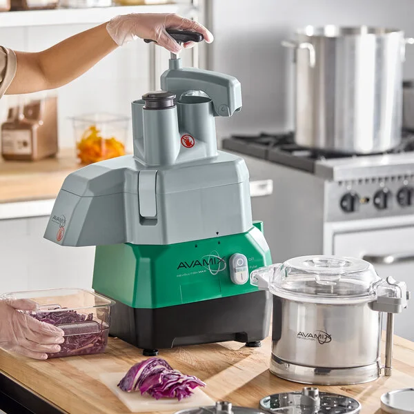 AvaMix Revolution Max CFBBDD156 Dice Combination Food Processor with 3 Qt. Stainless Steel Bowl, Continuous Feed, and 6 Discs - 1 1/2 hp AvaMix Revolution Max CFBBDD156 Dice Combination Food Processor with 3 Qt. Stainless Steel Bowl, Continuous Feed, and 6 Discs - 1 1/2 hp