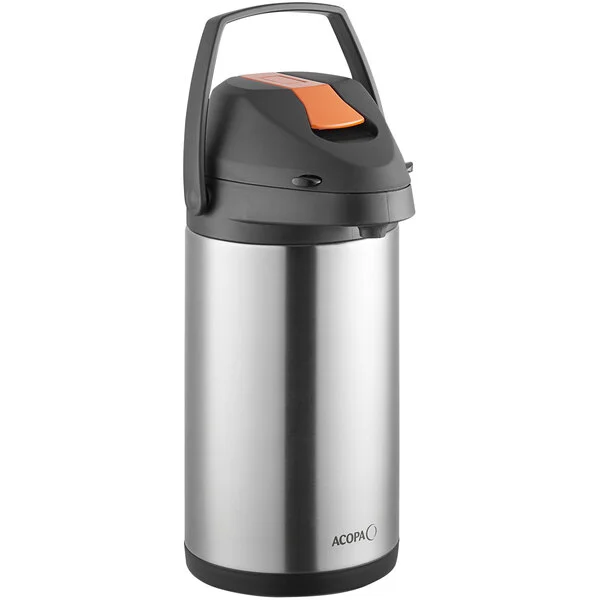 Acopa 4 Liter Stainless Steel Lined Decaf Airpot with Metal Lever Acopa 4 Liter Stainless Steel Lined Decaf Airpot with Metal Lever